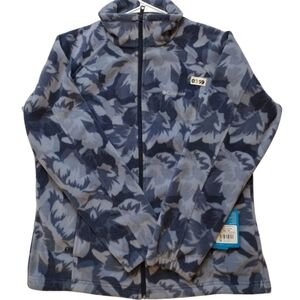 Columbia Sawyer Rapids Fleece Jacket Women XL Blue Floral Full Zip Casual